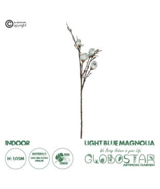 GloboStar® Artificial Garden LIGHT BLUE MAGNOLIA BRANCH 21420 Τεχνητό Διακοσμητικό Κλαδί Μπλε Μανόλια Y105cm